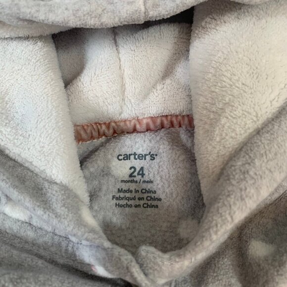 5/$25 Carter's fleece footless hooded gray polkadot jammies outfit sleeper - Picture 4 of 5